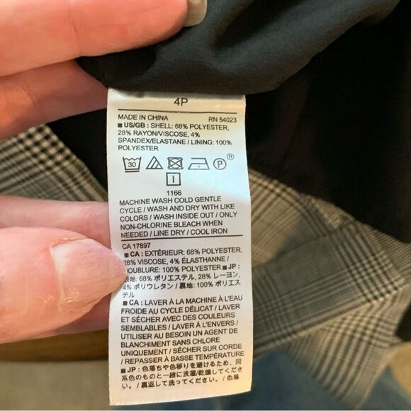 Banana Republic Grey and black plaid shift dress woman’s size 4P office - Picture 7 of 10